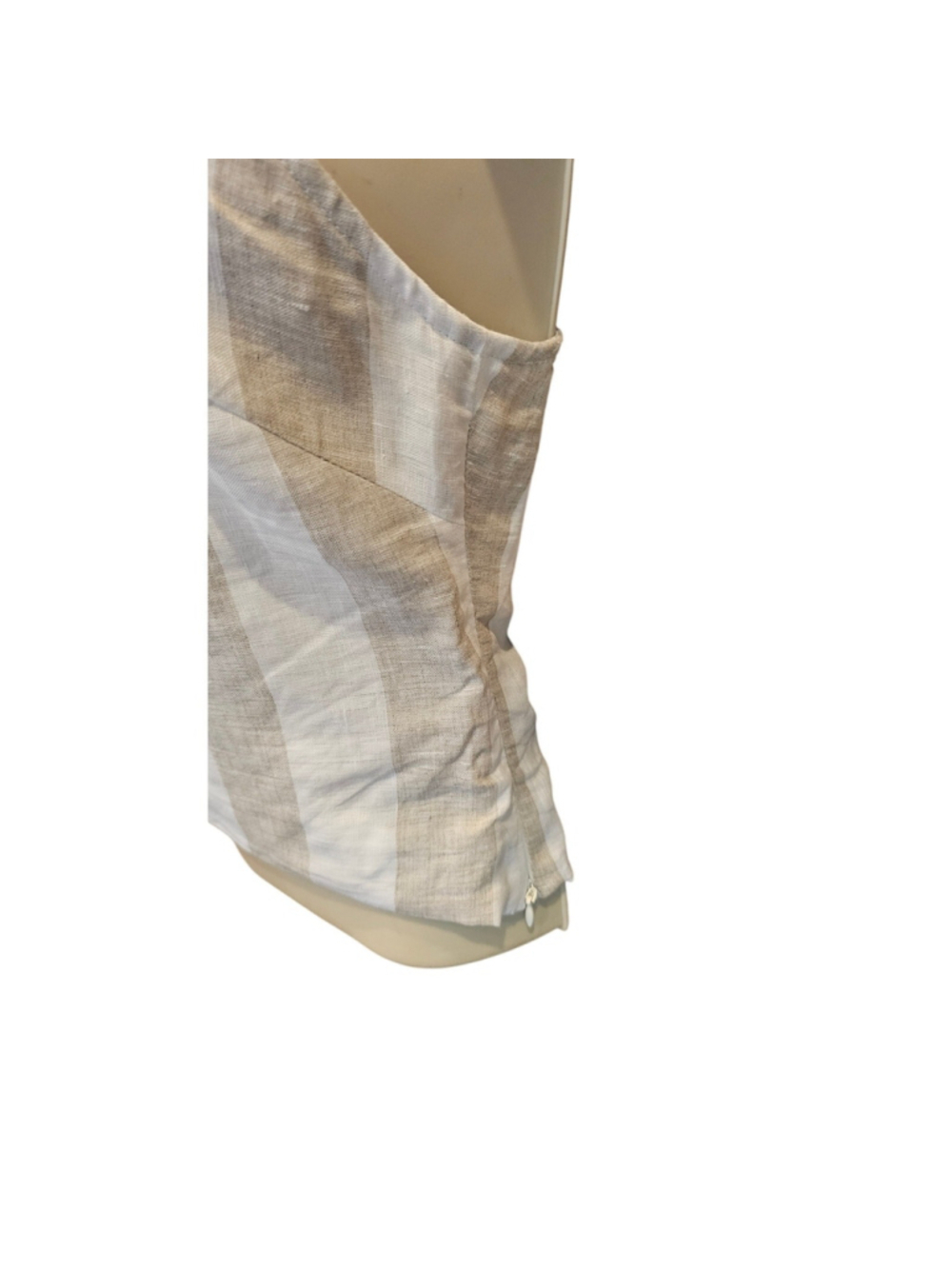Olivaceous sz S neutral striped Linen sd zip one shoulder blouse EUC summer crop - Picture 5 of 11